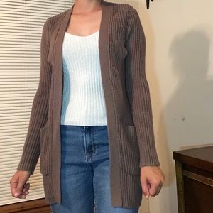 brown cardigan